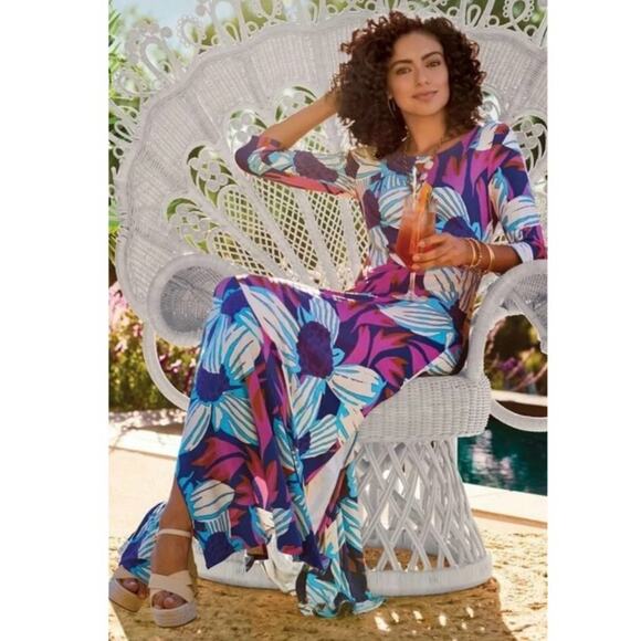 Soft Surroundings Serena Maxi Nazarine Blue Multi - Picture 10 of 11